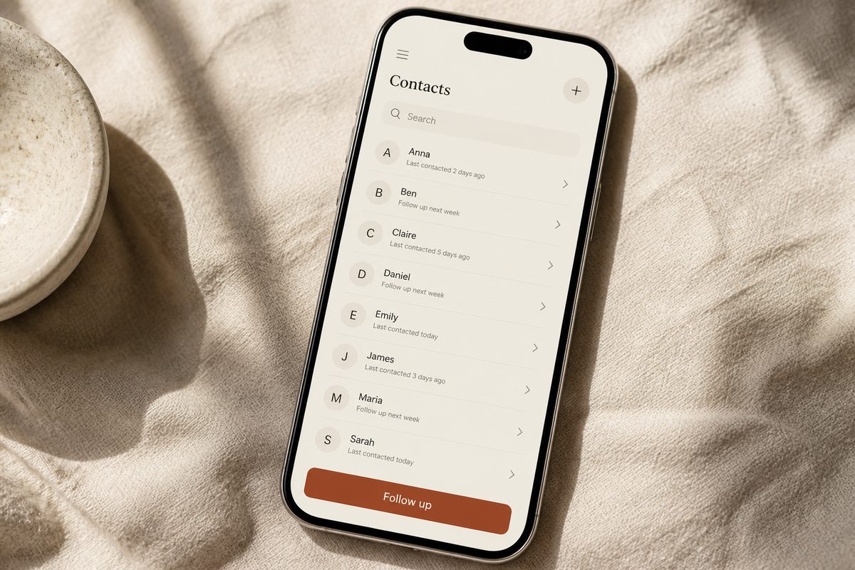 Contactos de Fieldbook en un teléfono